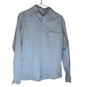 J Crew The Offshore Performance Shirt Mens M Blue White Plaid Long Sleeve Preppy
